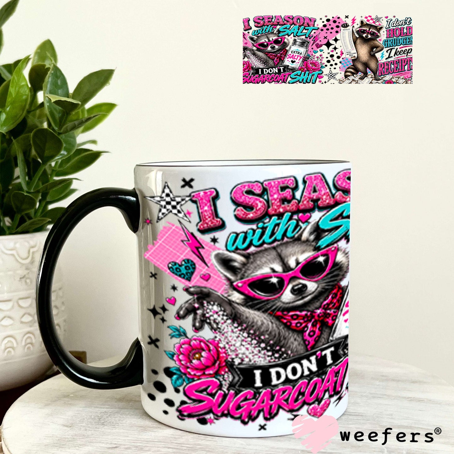 UV DTF Cup Wraps - I Season with Salt- Weefers® Exclusive 11oz Coffee Mug Weefers
