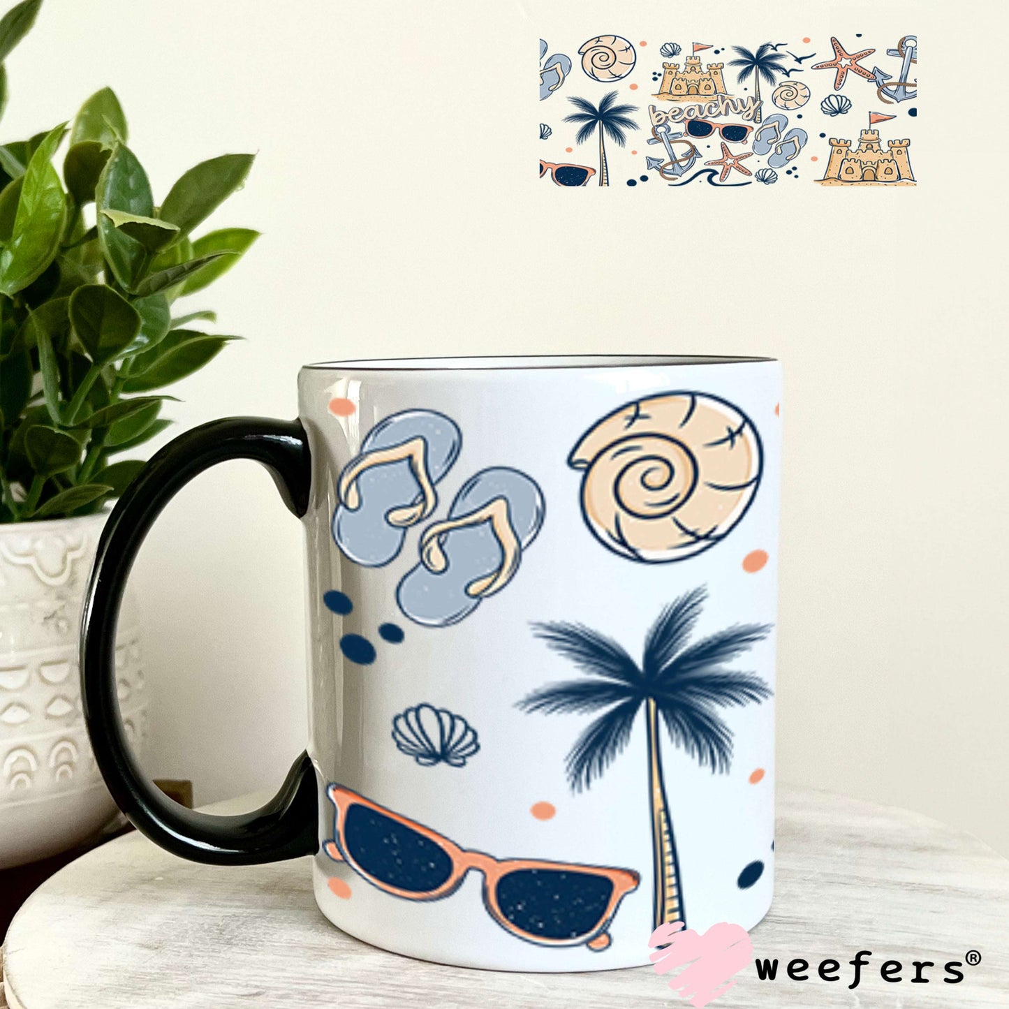 UV DTF Cup Wraps - Blue Beachy 11oz Coffee Mug Weefers