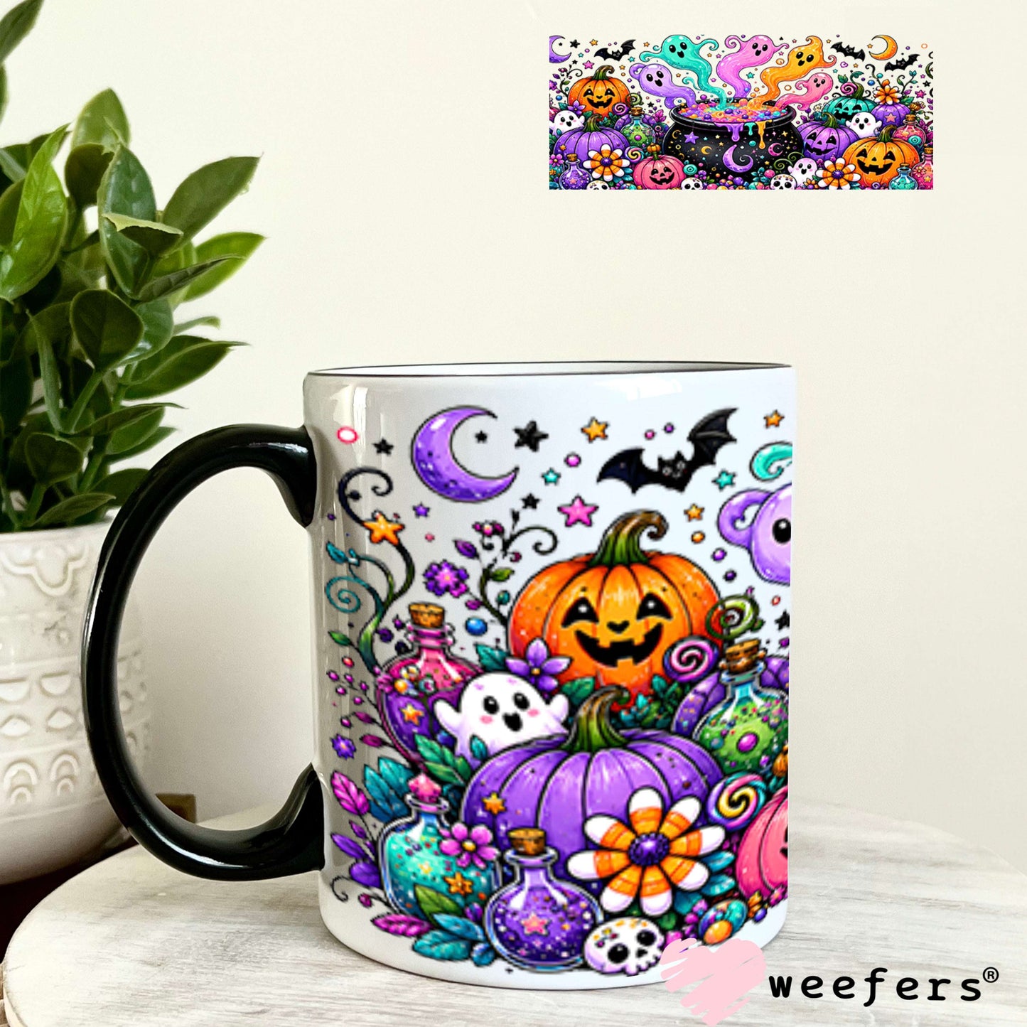 UV DTF Cup Wraps - Colorful Ghosts 11oz Coffee Mug Weefers
