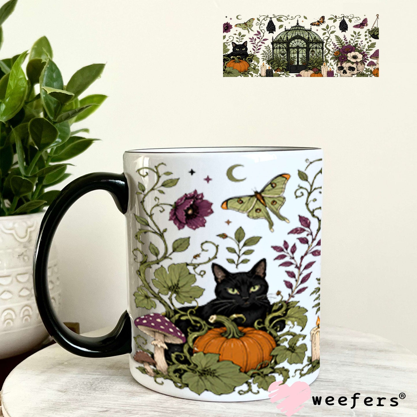 UV DTF Cup Wraps - Spooky Halloween Green Orange 11oz Coffee Mug Weefers