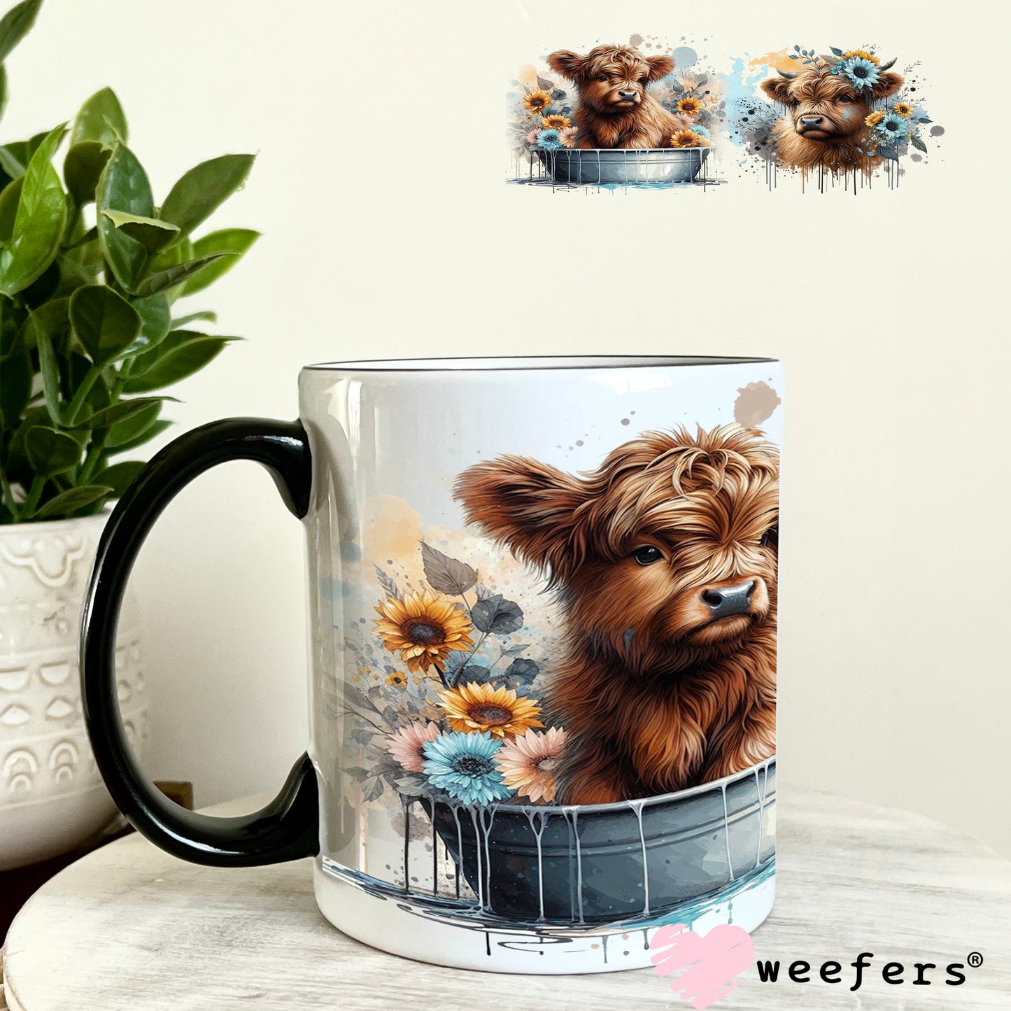 Rub a Dub Dub Baby Cow in Tub UV DTF Cup Wrap 11oz Coffee Mug Weefers