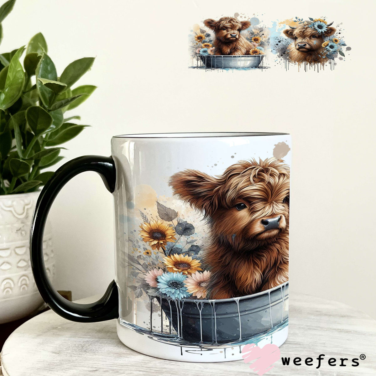 Rub a Dub Dub Baby Cow in Tub UV DTF Cup Wrap 11oz Coffee Mug Weefers