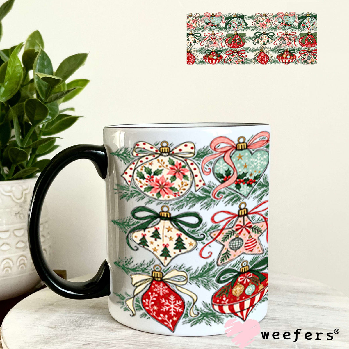 UV DTF Cup Wraps - Whimsical Christmas Ornaments 11oz Coffee Mug Weefers