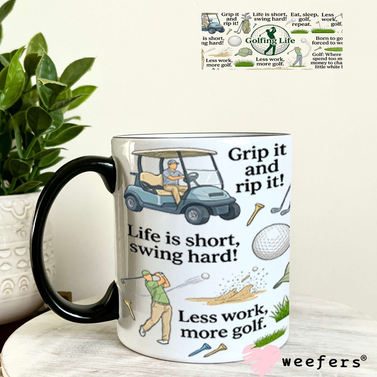 UV DTF Cup Wraps - Men's Golfing Life 11oz Coffee Mug Weefers