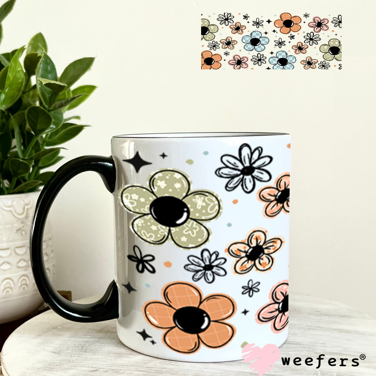 UV DTF Cup Wraps - Pasiley Daisies 11oz Coffee Mug Weefers
