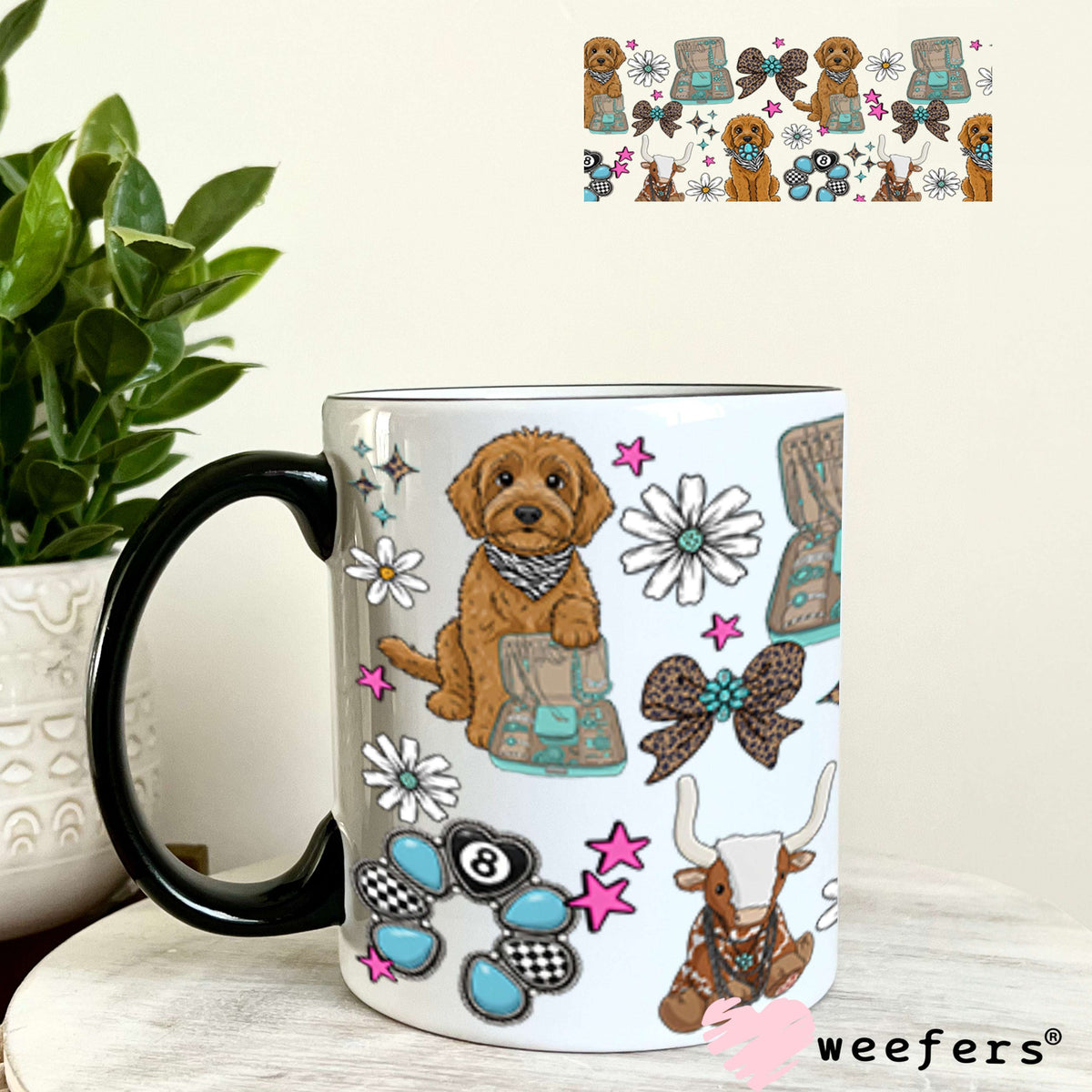 UV DTF Cup Wraps - Western Doodle Dog 11oz Coffee Mug Weefers