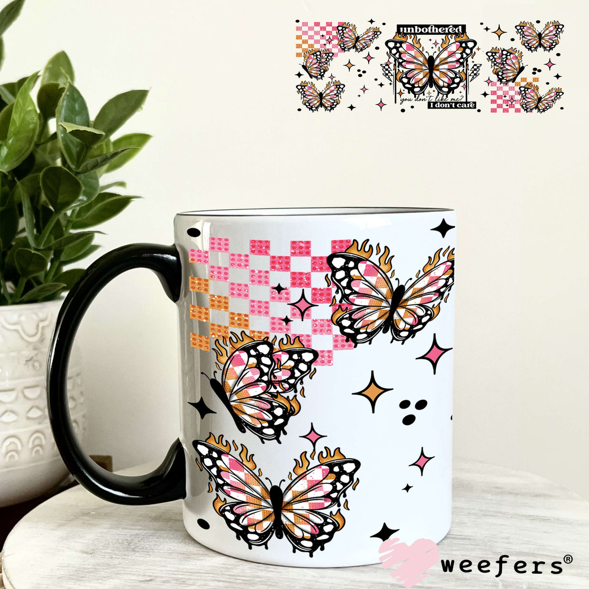 Unbothered I don't Care UV DTF Cup Wrap 11oz Coffee Mug Weefers