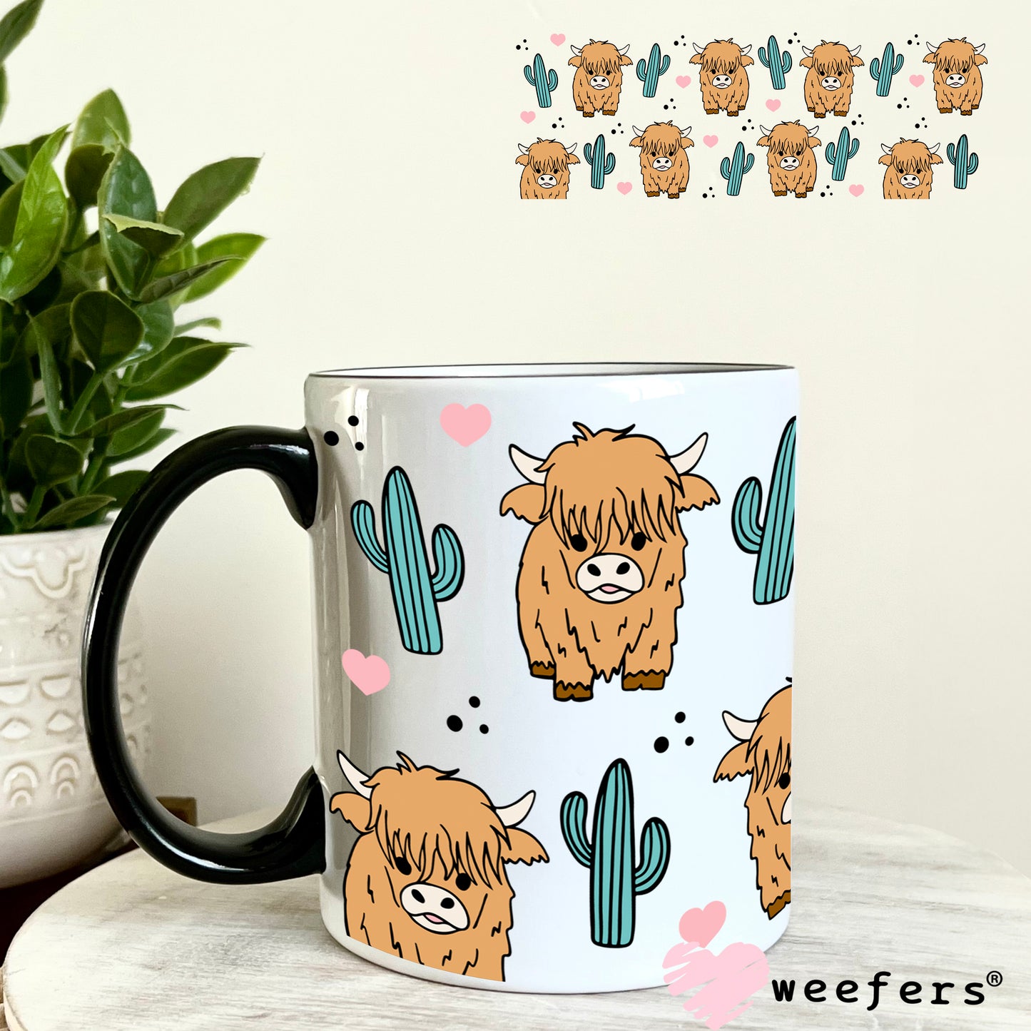 Highlander Cactus UV DTF Cup Wrap 11oz Coffee Mug Weefers