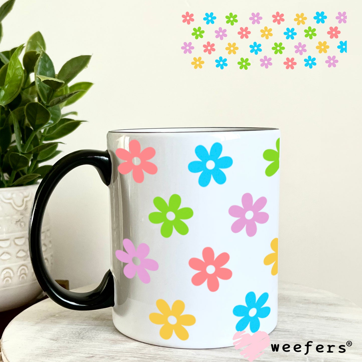 Colorful Daisies UV DTF Cup Wrap 11oz Coffee Mug Weefers