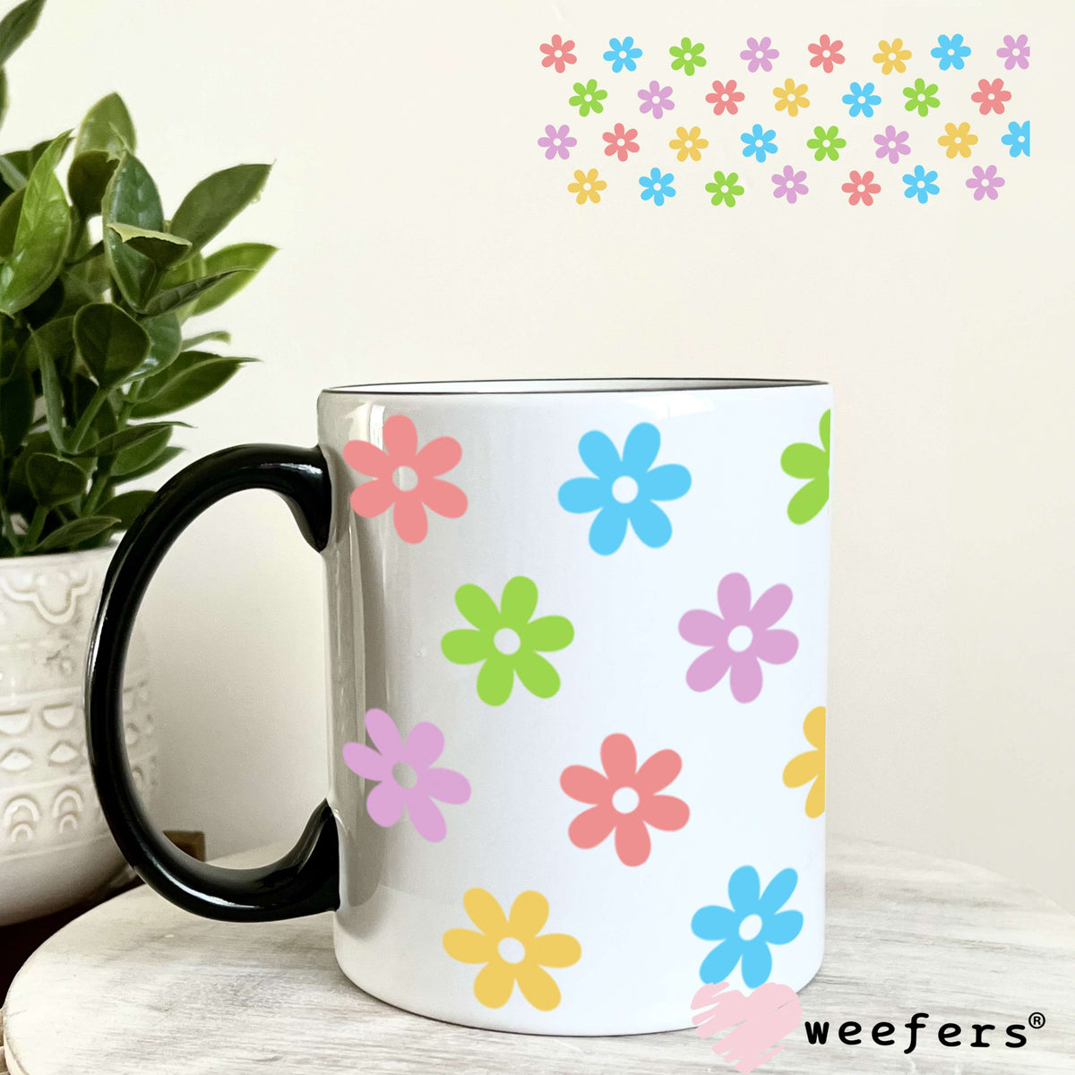 Colorful Daisies UV DTF Cup Wrap 11oz Coffee Mug Weefers