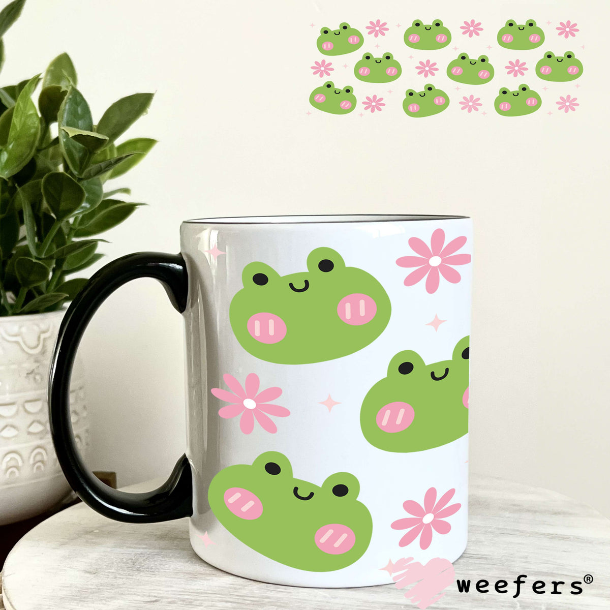 Froggy Faces UV DTF Cup Wrap 11oz Coffee Mug Weefers
