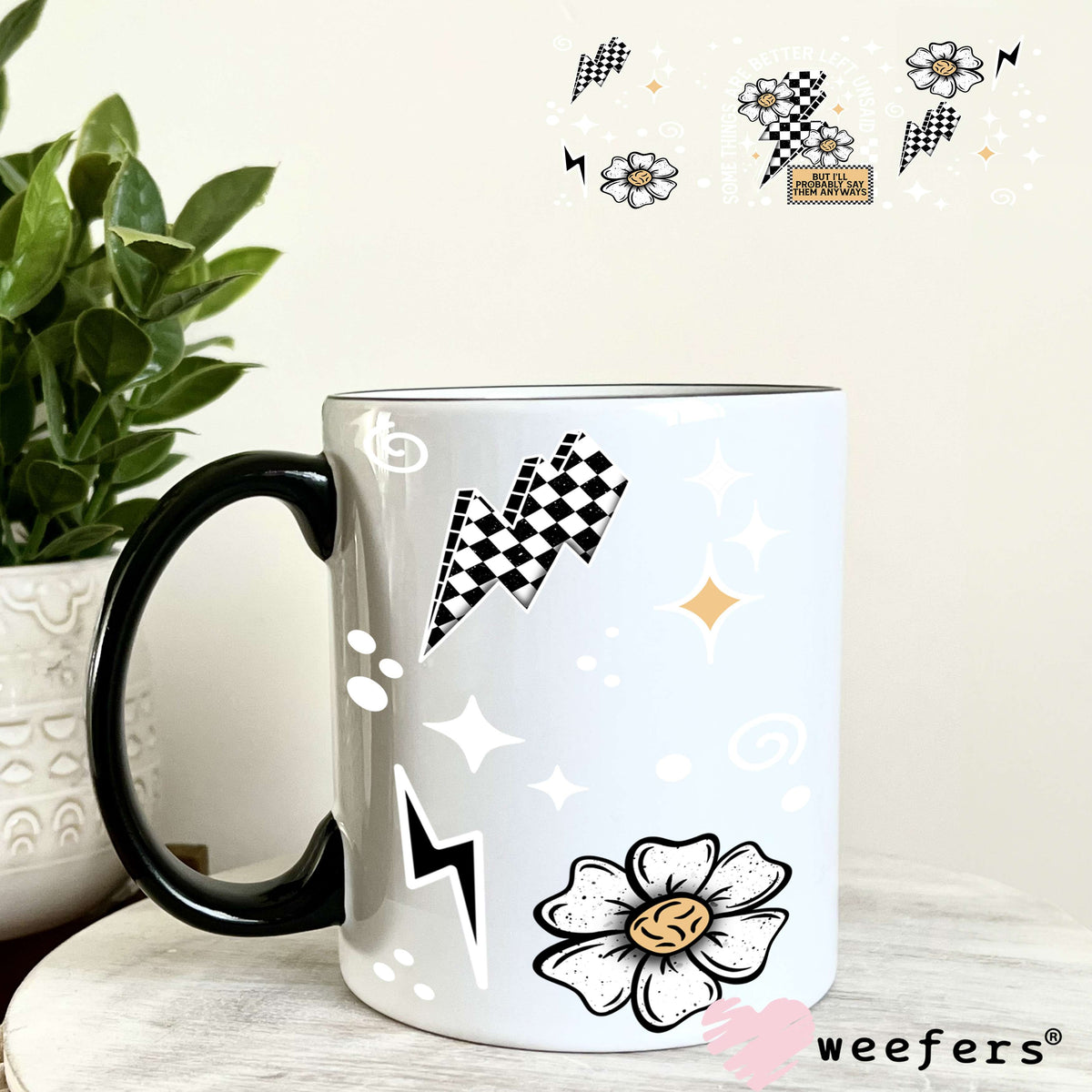 Some Things Are Better Left Unsaid White UV DTF Cup Wrap 11oz Coffee Mug Weefers