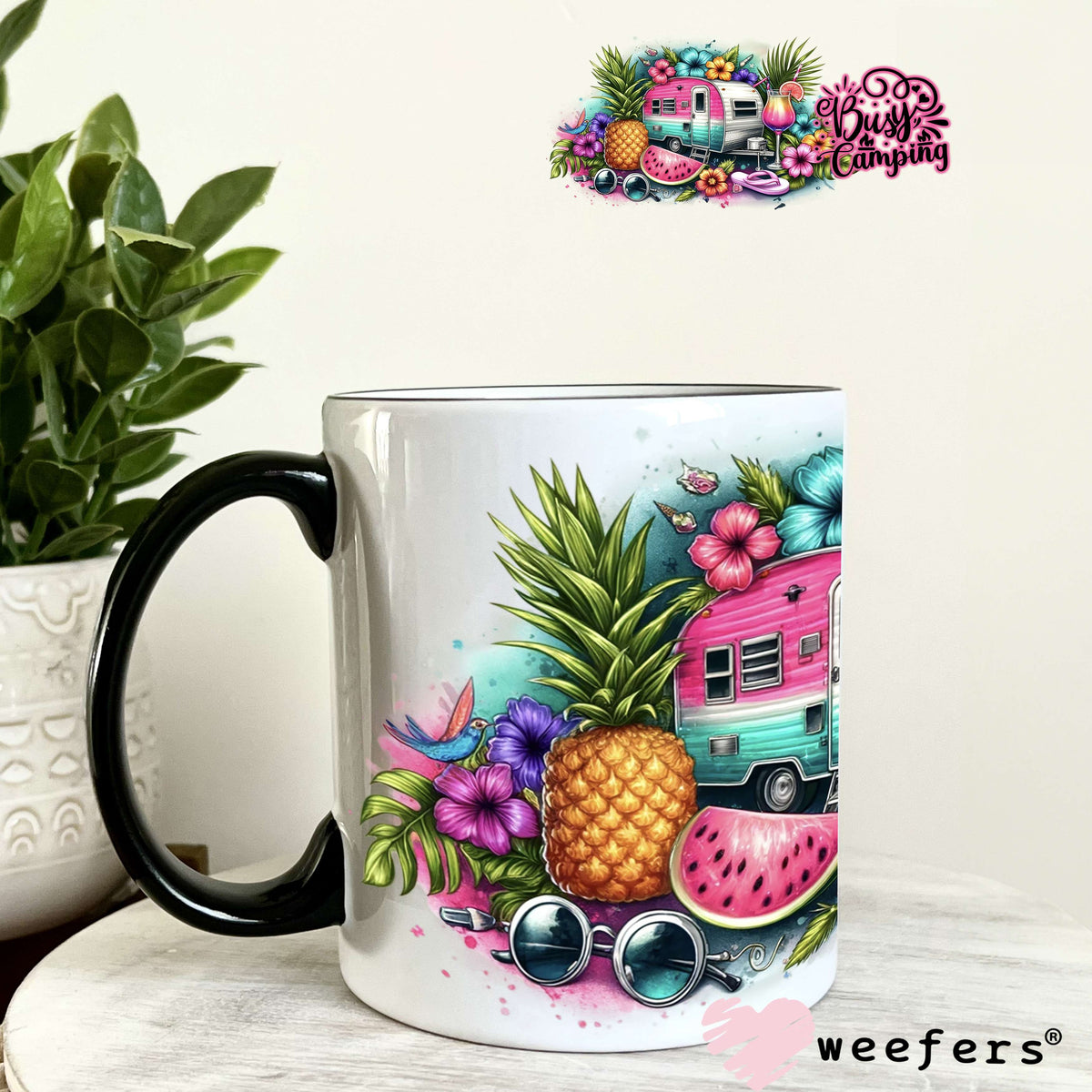 Busy Camping UV DTF Cup Wrap 11oz Coffee Mug Weefers