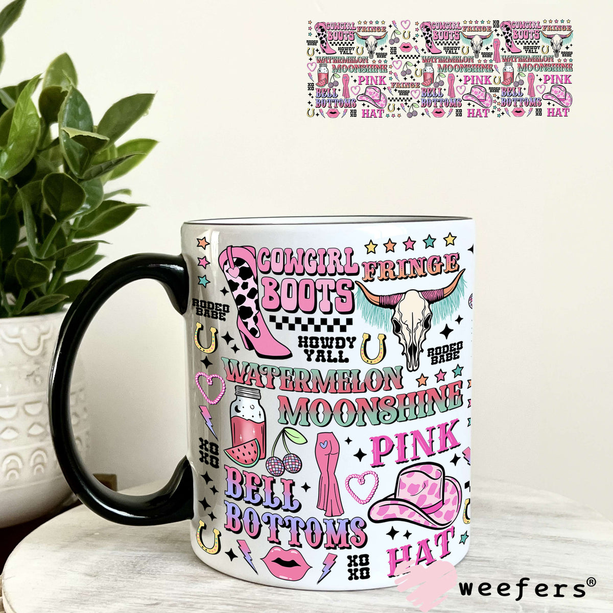 Cowgirl Favorite Things UV DTF Cup Wrap 11oz Coffee Mug Weefers