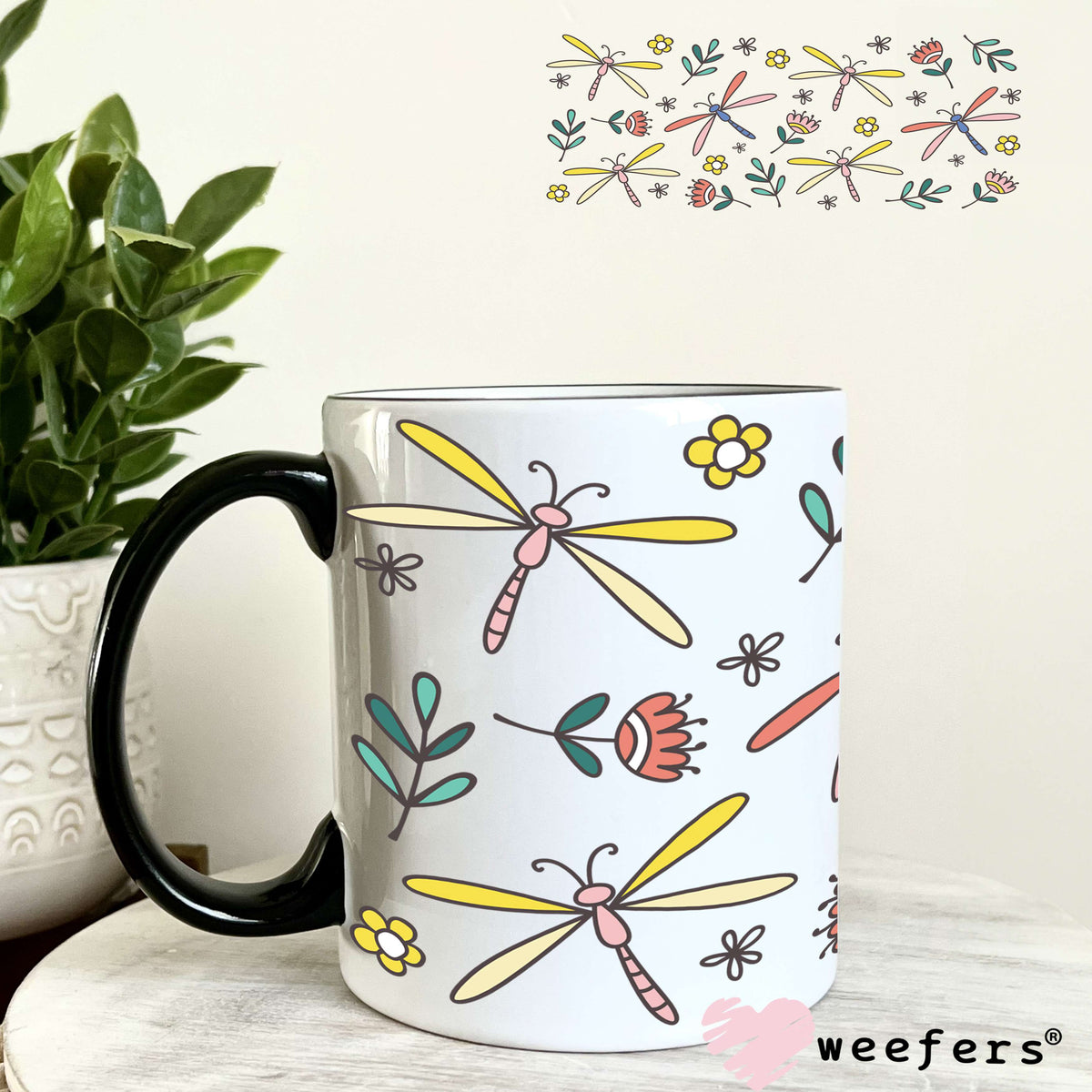 Colorful Dragonflies UV DTF Cup Wrap 11oz Coffee Mug Weefers