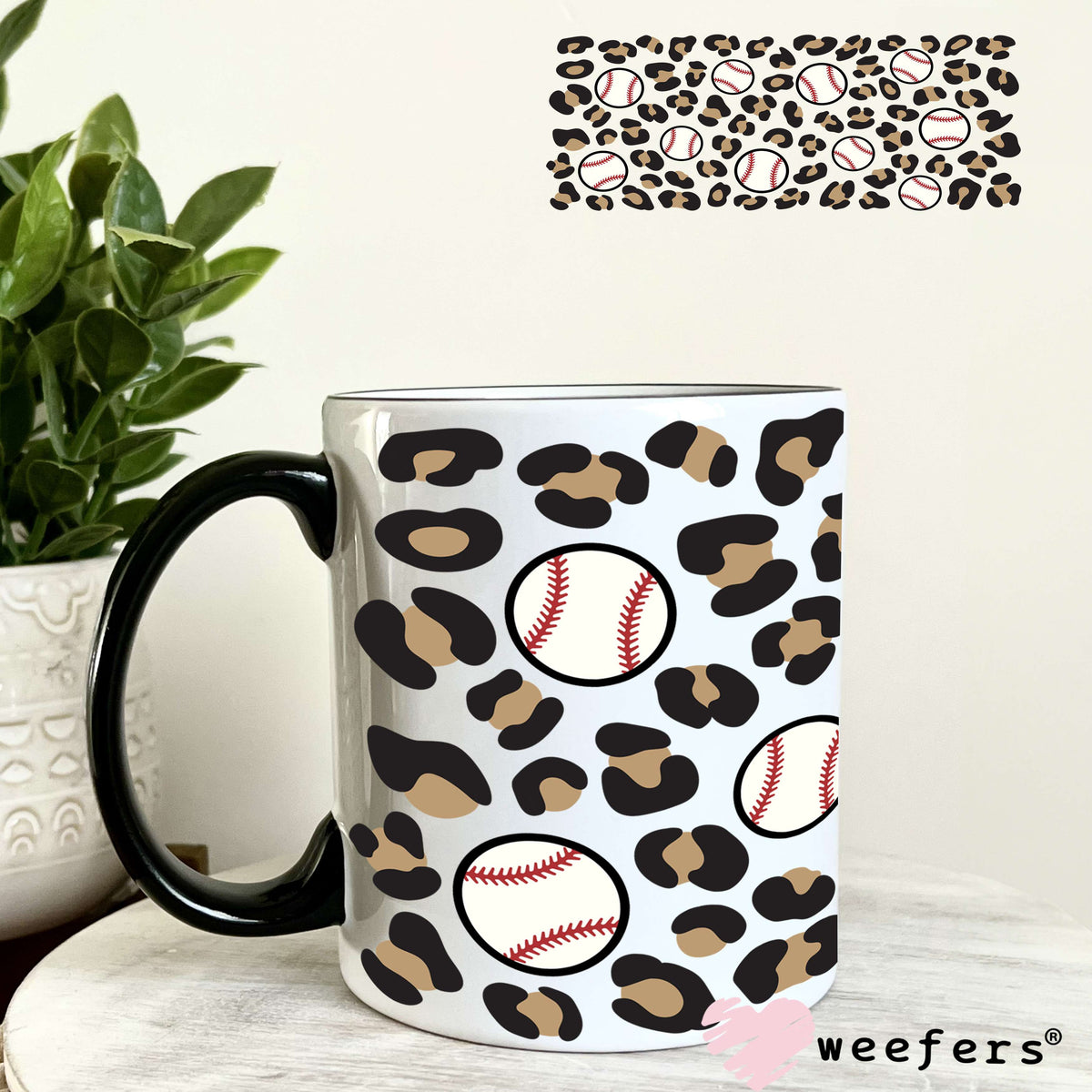 Leopard Brown Baseball UV DTF Cup Wrap 11oz Coffee Mug Weefers