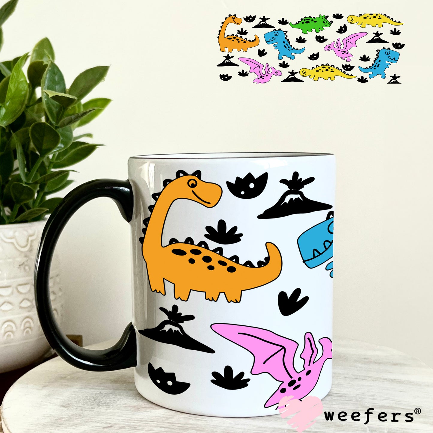 Dinosaur Friends UV DTF Cup Wrap 11oz Coffee Mug Weefers