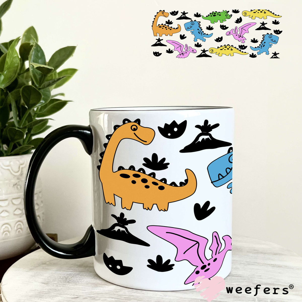 Dinosaur Friends UV DTF Cup Wrap 11oz Coffee Mug Weefers
