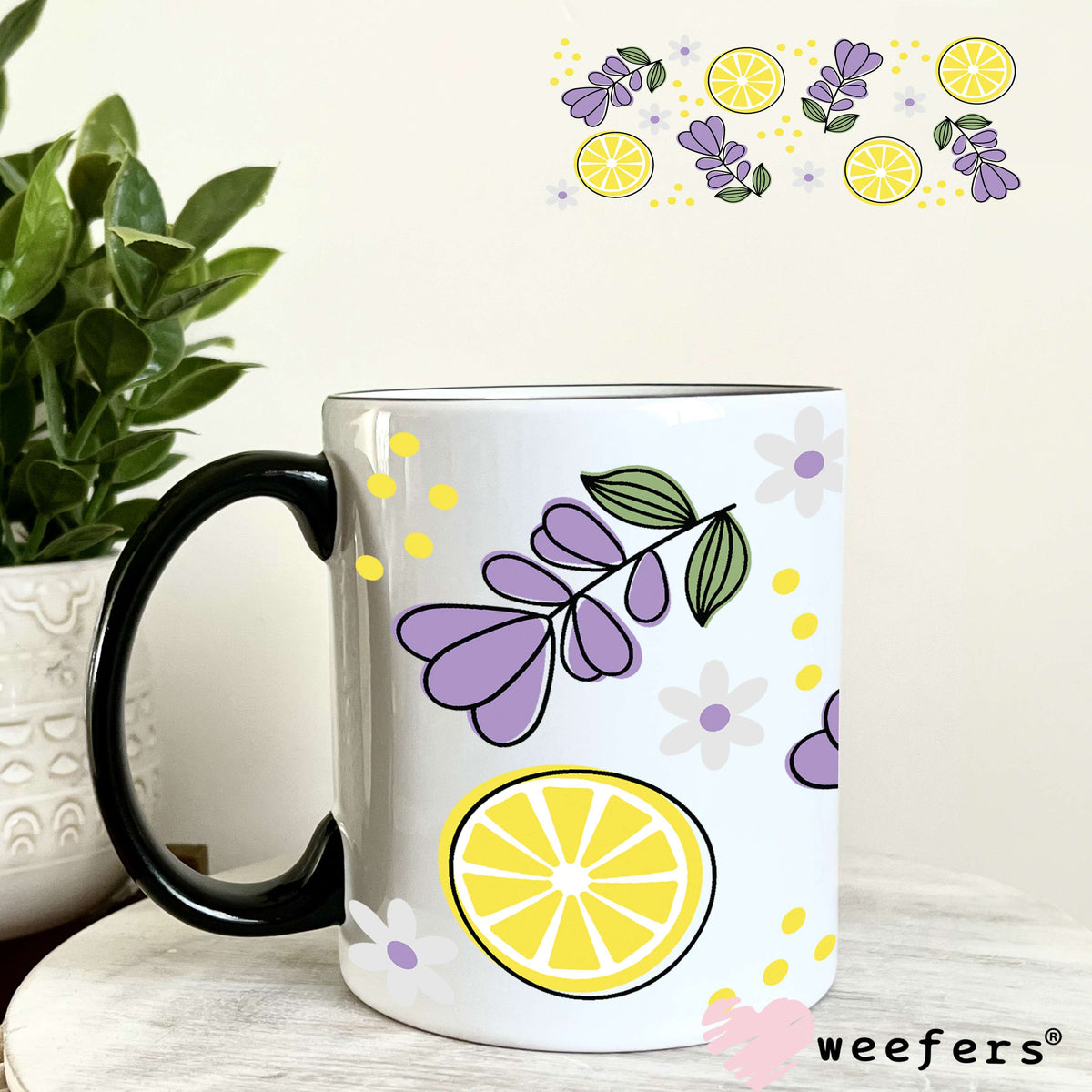 Lemons and Lavender UV DTF Cup Wrap 11oz Coffee Mug Weefers