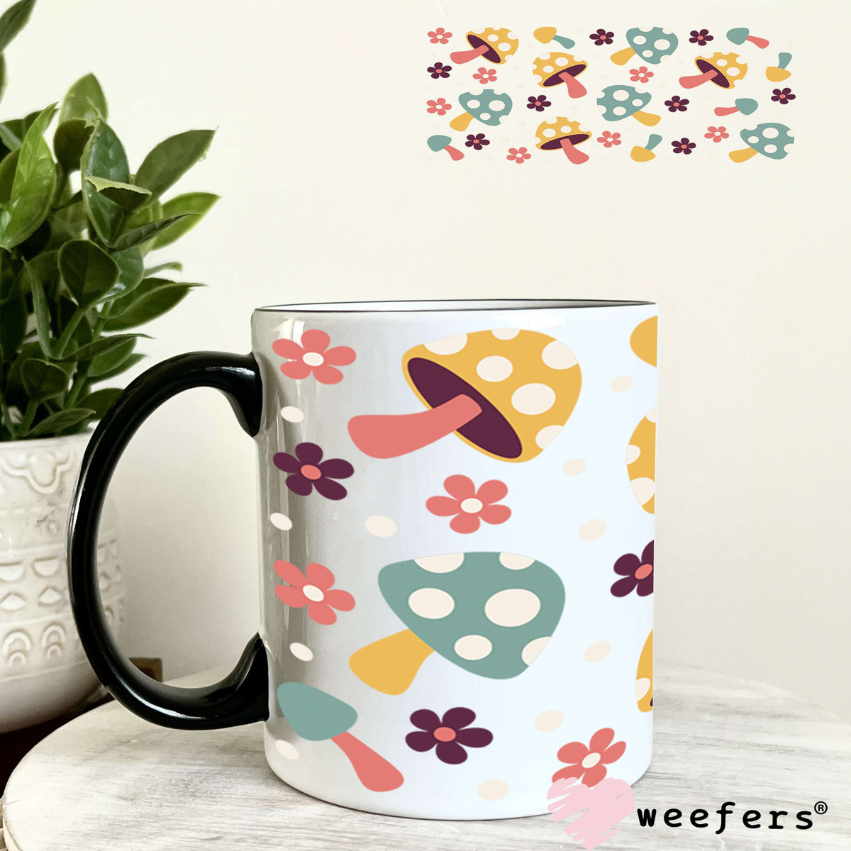 Groovy Mushrooms UV DTF Cup Wrap 11oz Coffee Mug Weefers