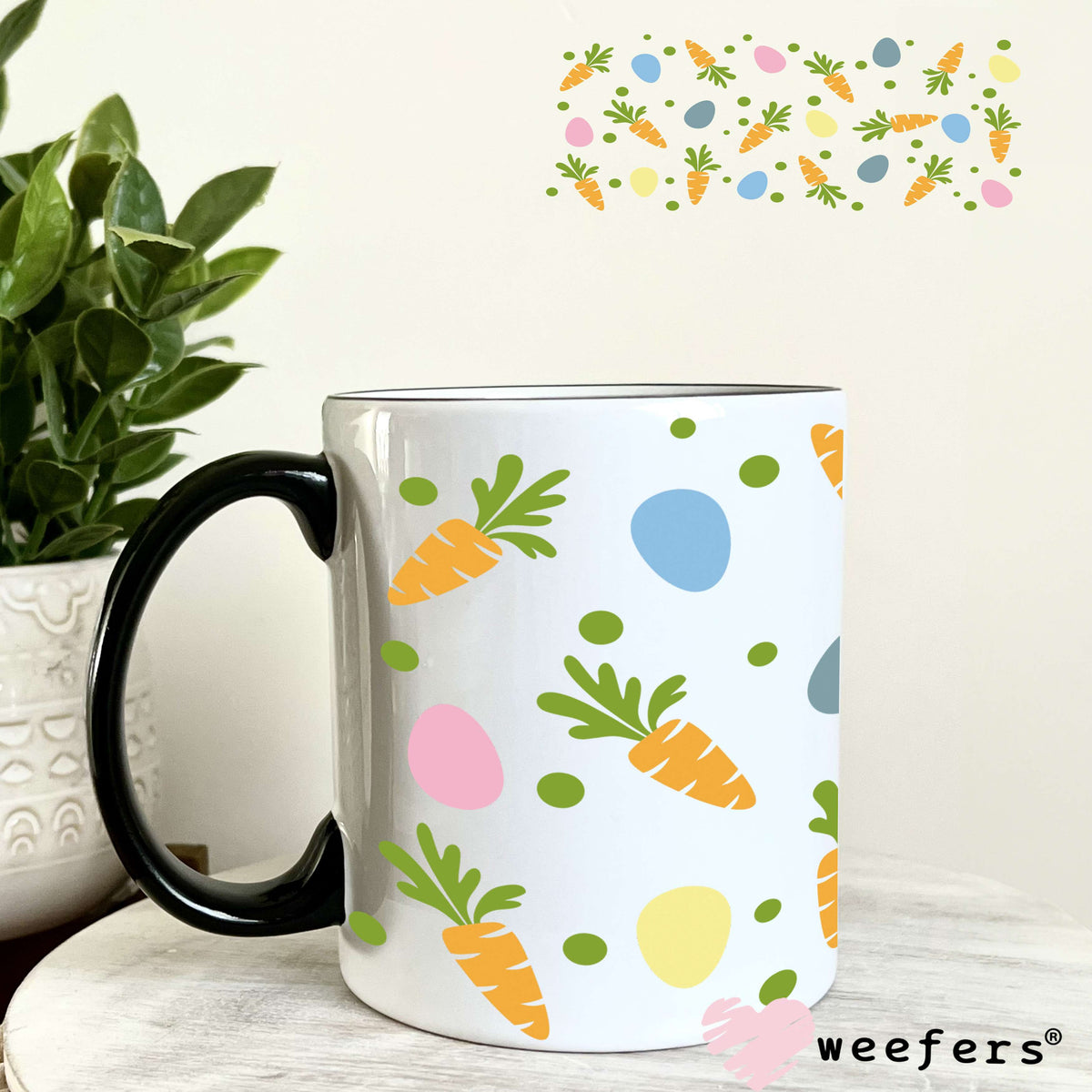 Easter Carrots and Eggs UV DTF Cup Wrap 11oz Coffee Mug Weefers