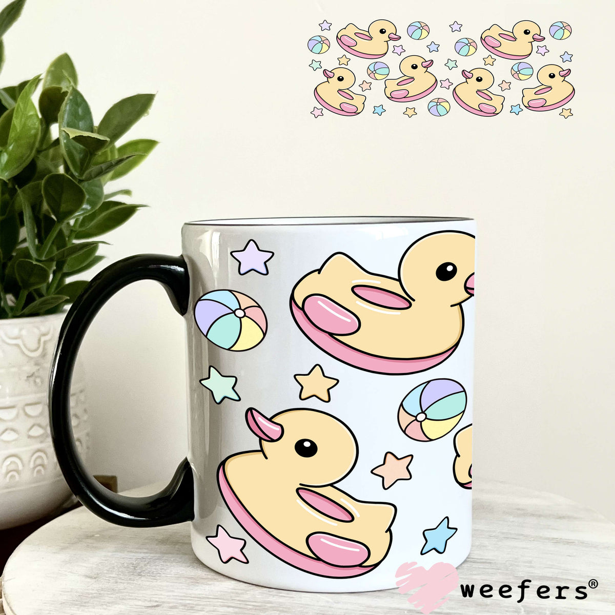 Little Ducks floating UV DTF Cup Wrap 11oz Coffee Mug Weefers