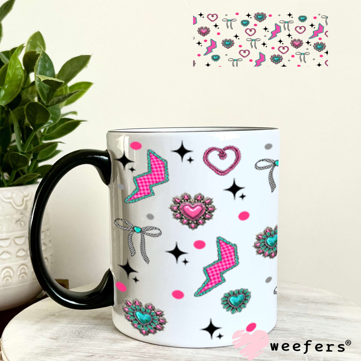 Walk By Faith Pink and Teal Cowgirl Sidekick UV DTF Cup Wrap - WEEFERS EXCLUSIVE WRAP 11oz Coffee Mug Cup Wrap Weefers