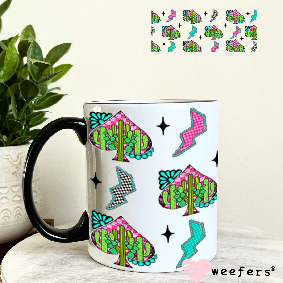 Colorful Desert Spade Turquoise Sidekick UV DTF Cup Wrap - WEEFERS EXCLUSIVE WRAP 11oz Coffee Mug Cup Wrap Weefers