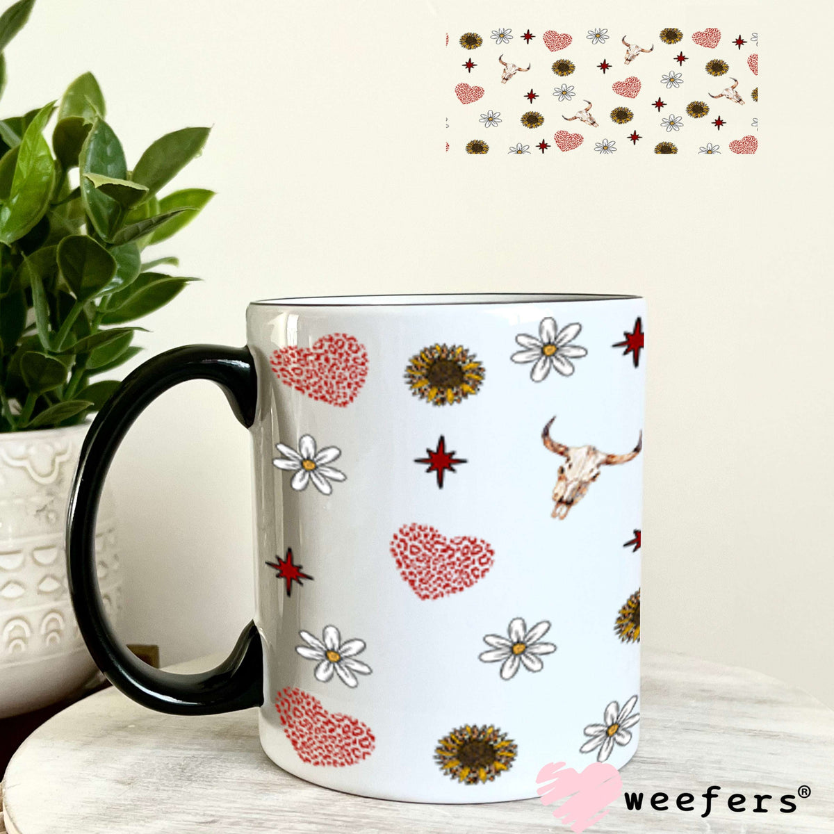 Red Mama Denim Round Sidekick UV DTF Cup Wrap - WEEFERS EXCLUSIVE WRAP 11oz Coffee Mug Cup Wrap Weefers