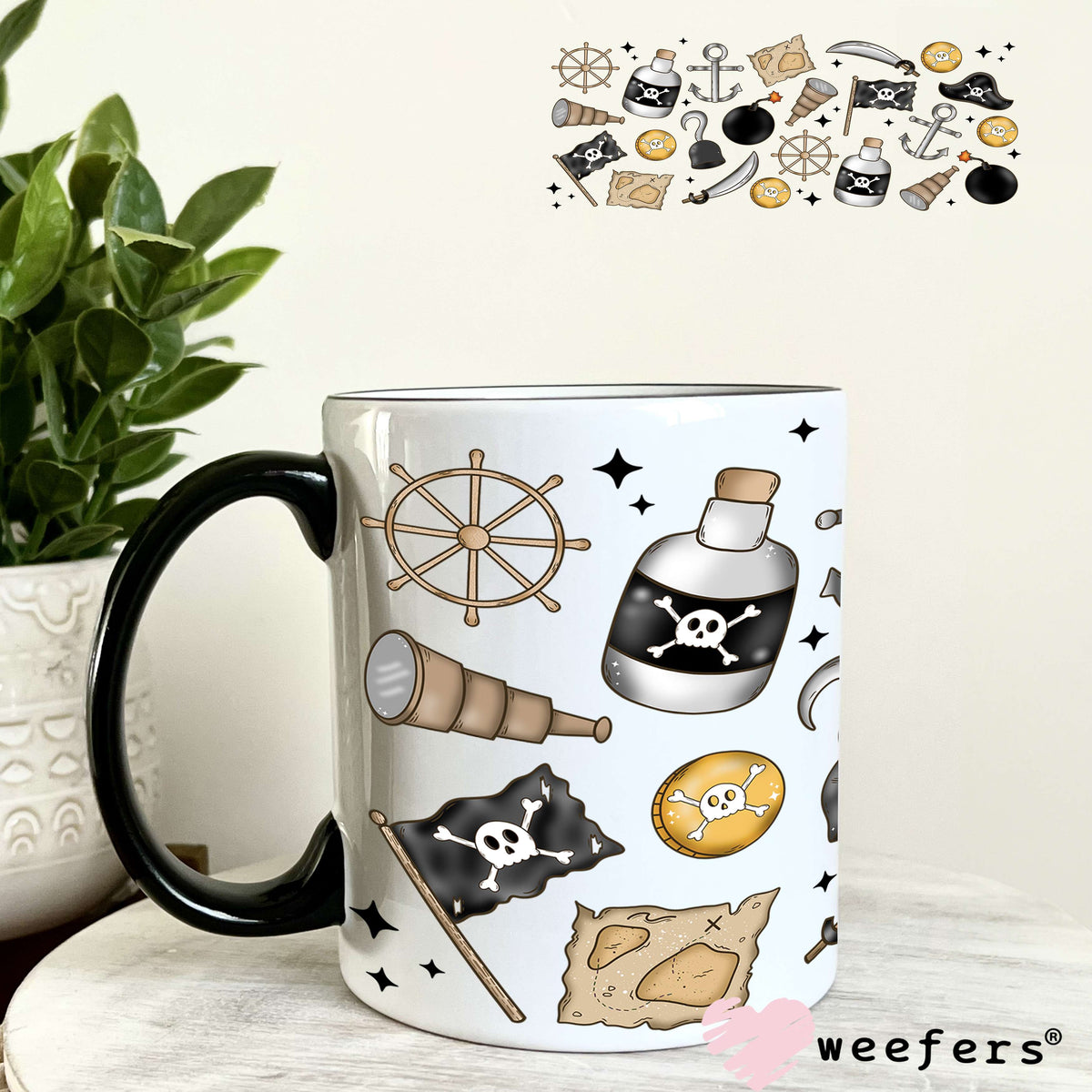 Pirate's Favorite Things UV DTF Cup Wrap 11oz Coffee Mug Weefers