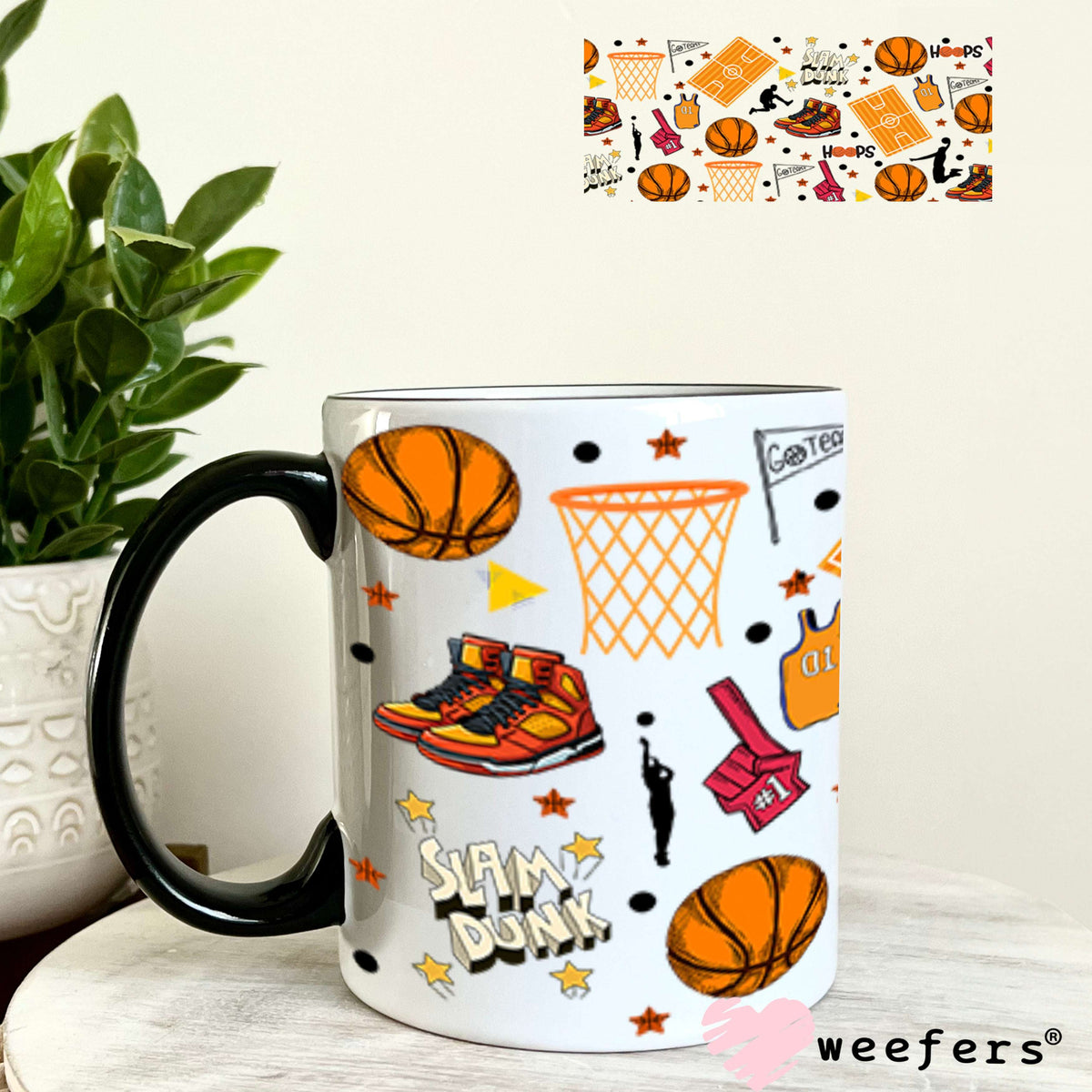 Basketball Player Favorite Things UV DTF Cup Wrap - Weefers® Exclusive 11oz Coffee Mug Cup Wrap Weefers