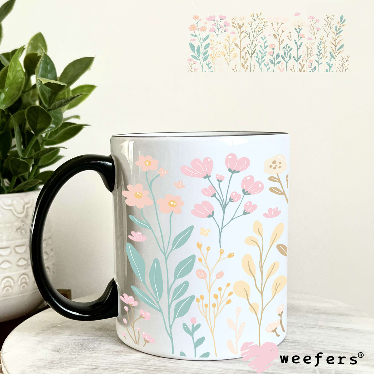 Pastel Wild Flowers UV DTF Cup Wrap 11oz Coffee Mug Weefers