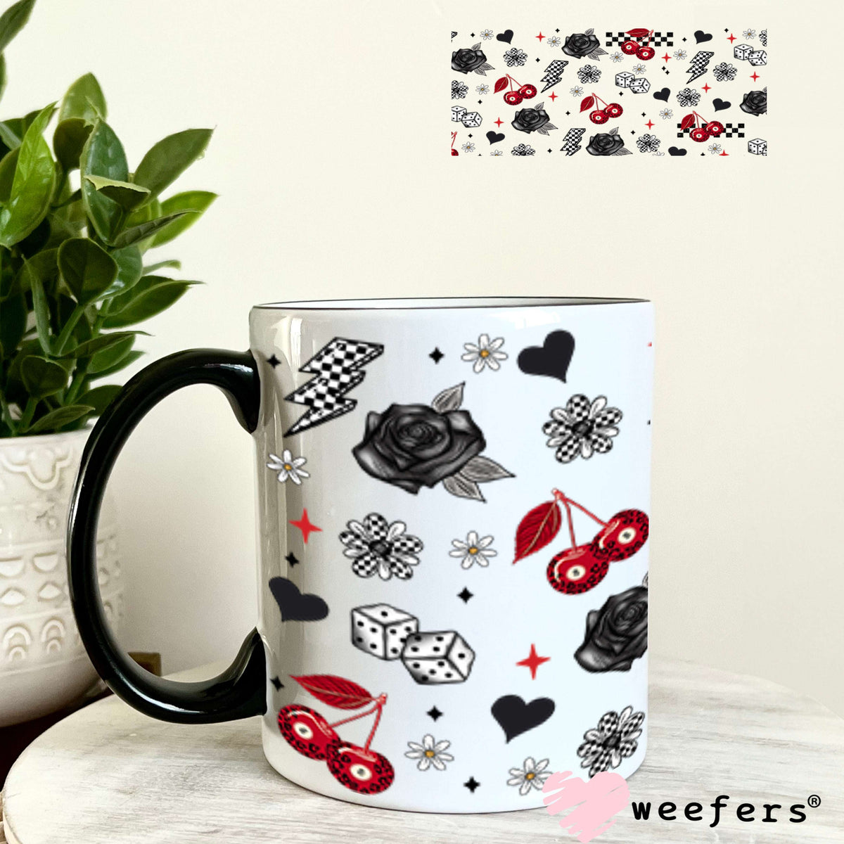Leopard Red Cherry Eight Ball Sidekick UV DTF Cup Wrap - Exclusive WEEFERS WRAP 11oz Coffee Mug Cup Wrap Weefers