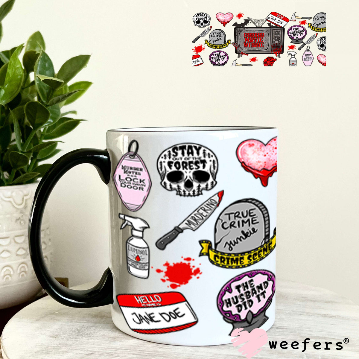 Horror Movie Whore UV DTF Cup Wrap - Weefers® Exclusive 11oz Coffee Mug Cup Wrap Weefers