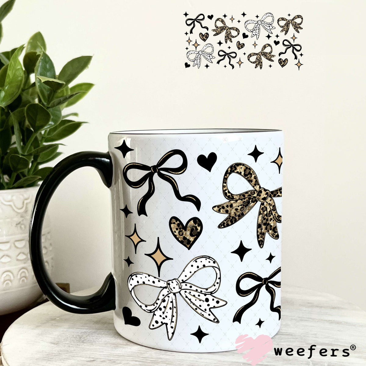 Leopard Bows UV DTF Cup Wrap 11oz Coffee Mug Weefers