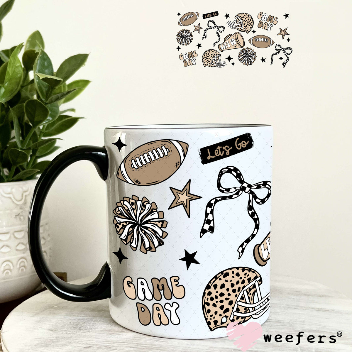 Lets Go Game Day Football Megaphone UV DTF Cup Wrap 11oz Coffee Mug Weefers