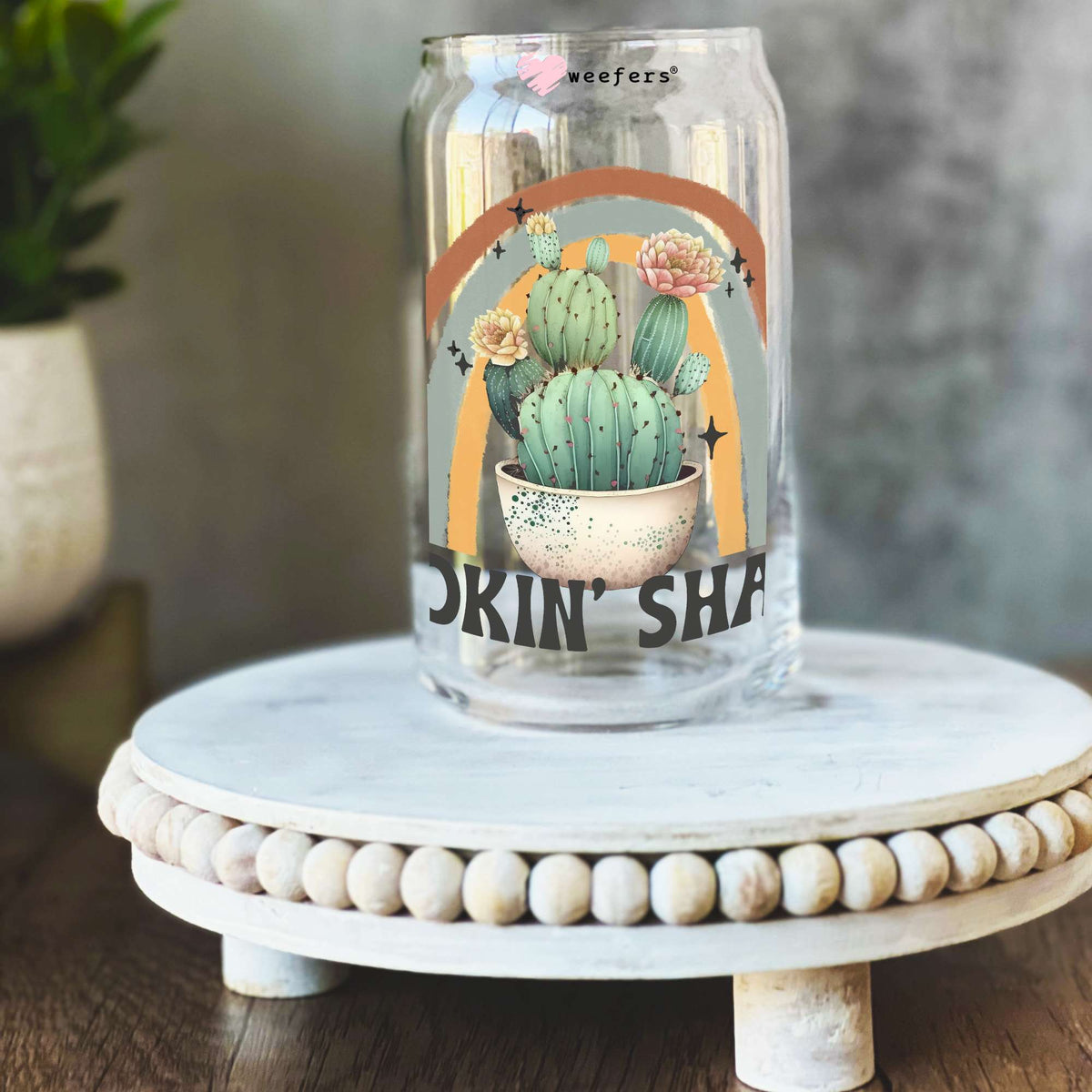 Lookin Sharp Cactus 16oz Libbey Glass Can UV DTF or Sublimation Decal Transfer Weefers