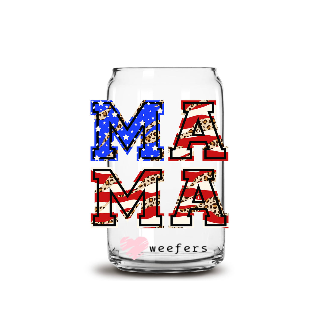 MaMa Stacked 4th of July 16oz Libbey Glass Can UV-DTF or Sublimation Wrap - Decal