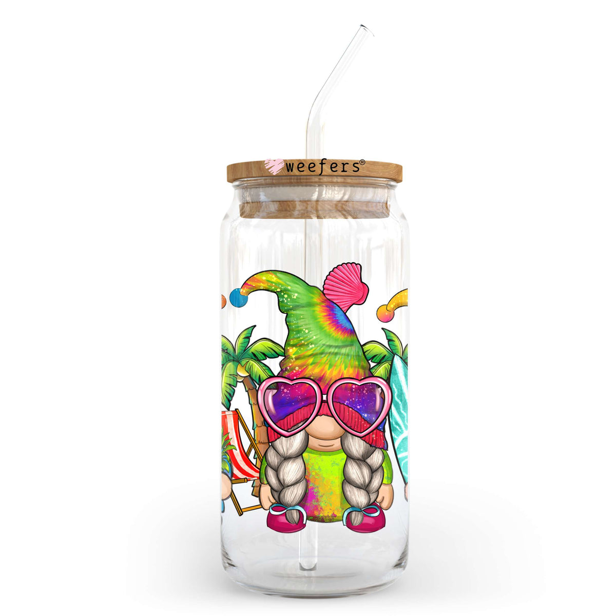 Summer Gnomes 20oz Libbey Glass Can, 34oz Hip Sip UV DTF or Sublimation Decal Transfer Weefers