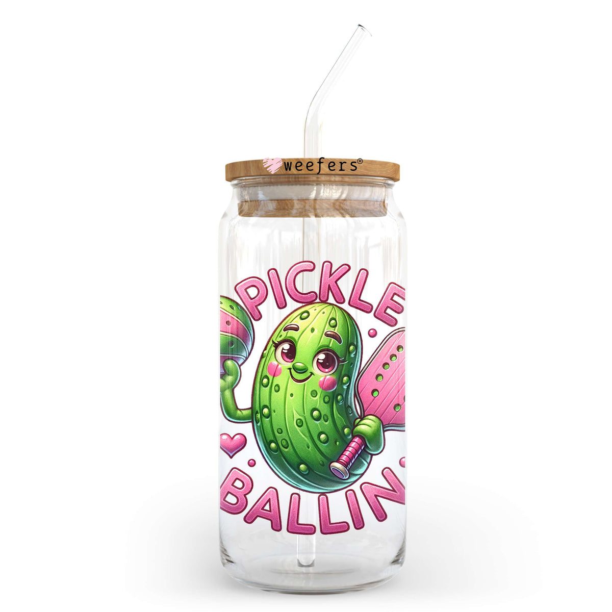 Pickle Ballin Pink 20oz Libbey Glass Can, 34oz Hip Sip, 40oz Tumbler, 24oz Cold Cup UV DTF or Sublimation Decal Transfer Weefers