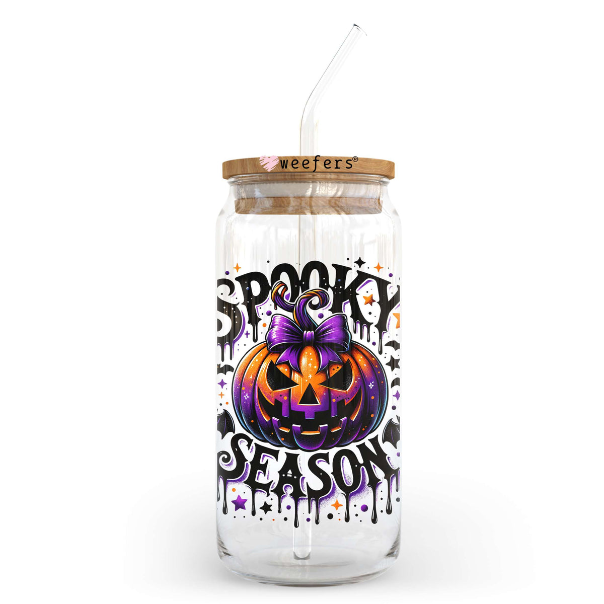 Spooky Season Scary Pumpkin 20oz Libbey Glass Can, 34oz Hip Sip, 40oz Tumbler, 24oz Cold Cup UV DTF or Sublimation Decal Transfer Weefers