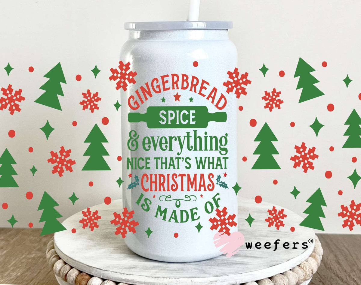 Gingerbread Spice Christmas UV DTF Cup Wrap 16oz Glass Can Generic Weefers