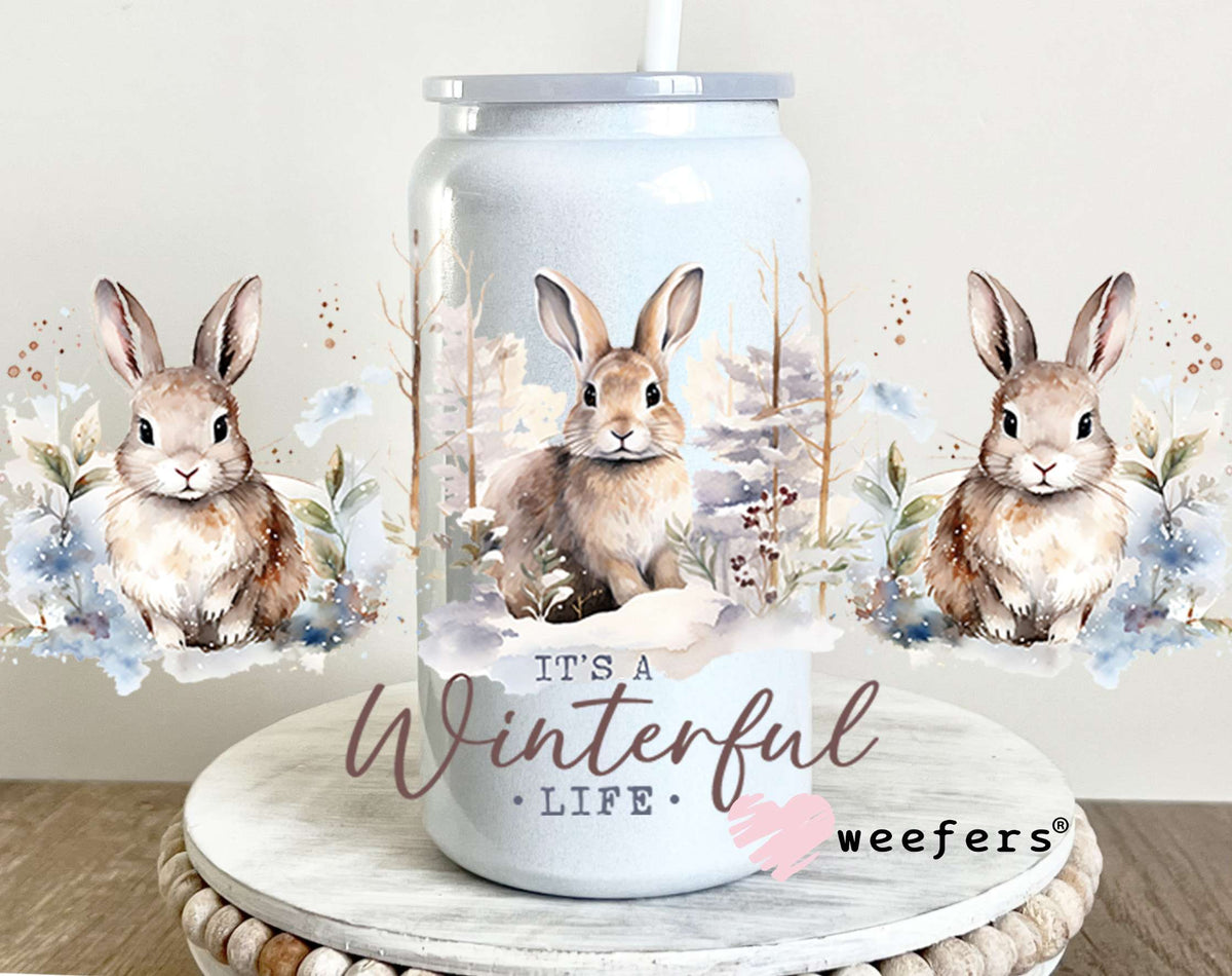 It's a Wonderful Life Christmas Bunnies UV DTF Cup Wrap 16oz Glass Can Generic Weefers