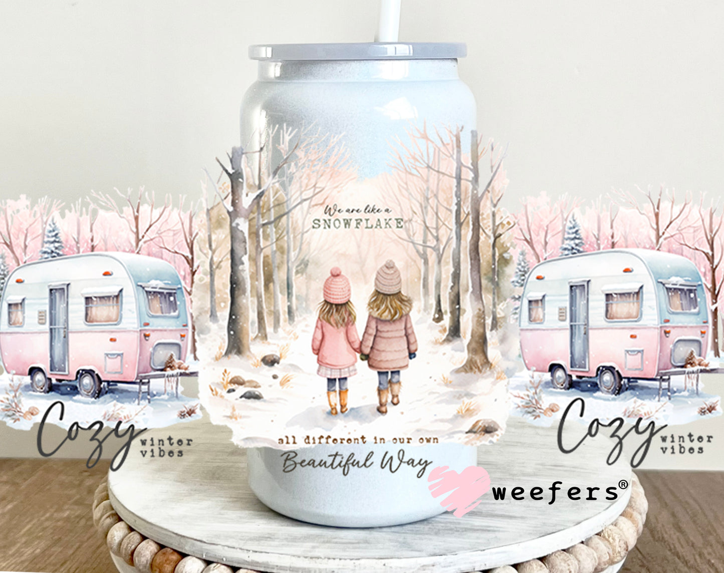 Cozy Winter Vibes Christmas UV DTF Cup Wrap 16oz Glass Can Generic Weefers