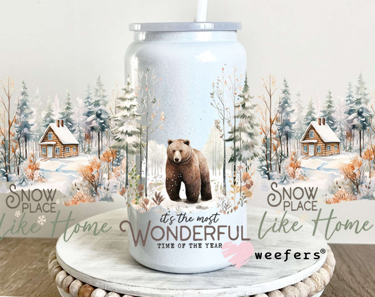 It's the Most Wonderful Time of the Year Christmas UV DTF Cup Wrap 16oz Glass Can Generic Weefers