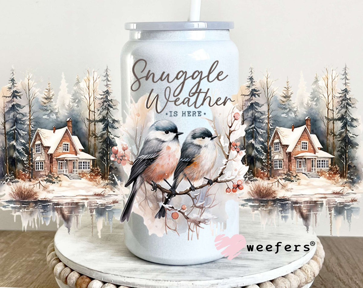 Snuggle Weather Christmas UV DTF Cup Wrap 16oz Glass Can Generic Weefers