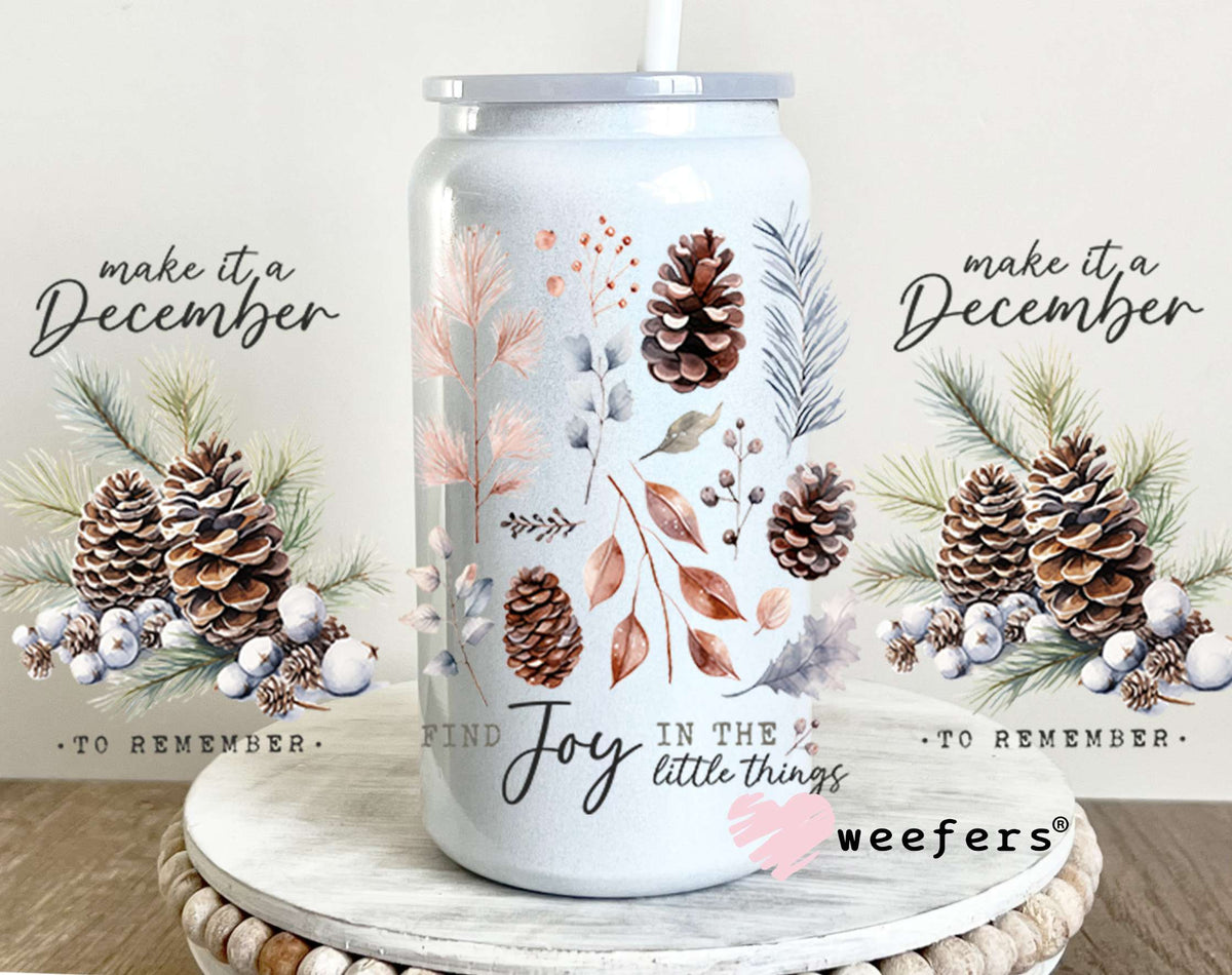 Make it a December to Remember Christmas UV DTF Cup Wrap 16oz Glass Can Generic Weefers