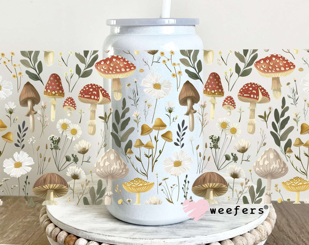 Mushroom Wonderland UV DTF Cup Wrap 16oz Glass Can Generic Weefers