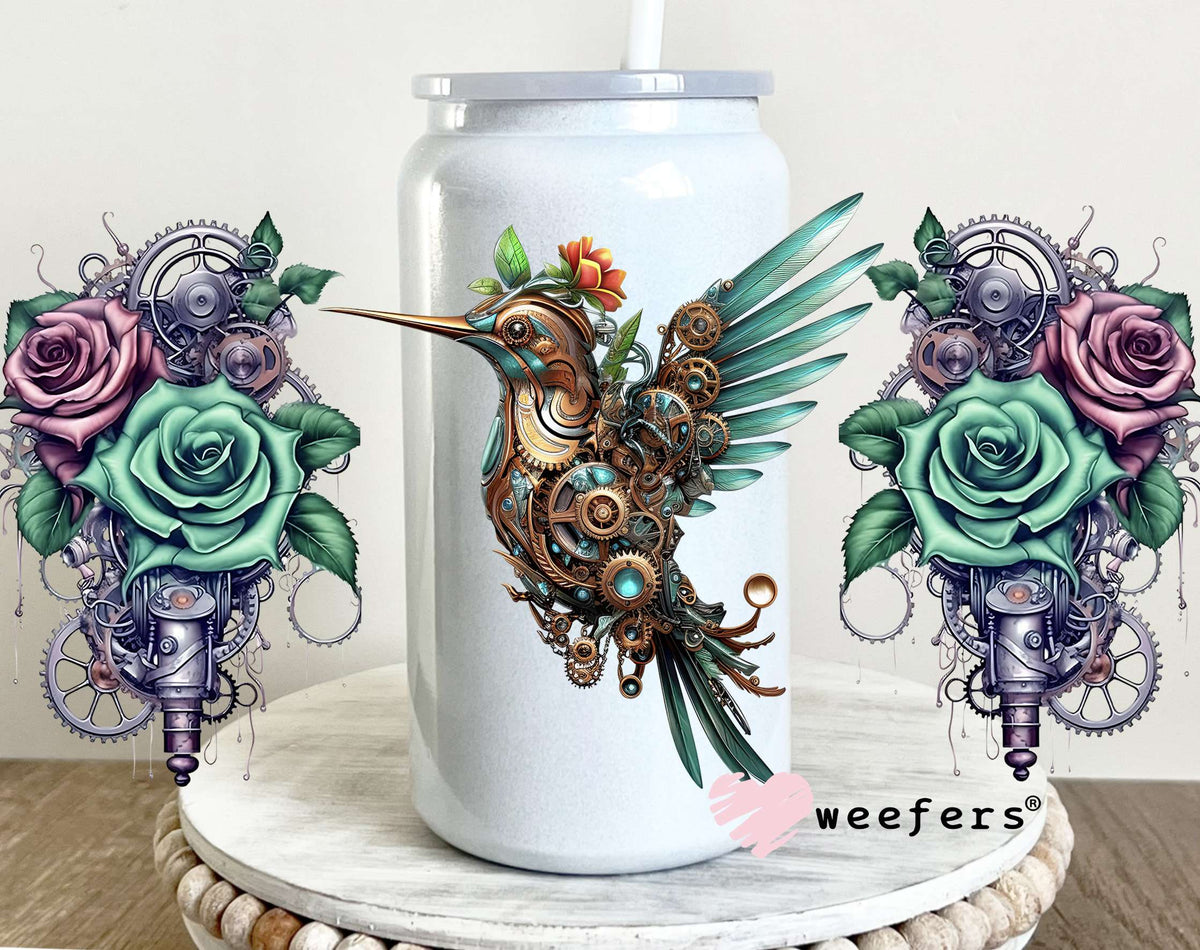 Steampunk Hummingbird UV DTF Cup Wrap 16oz Glass Can Generic Weefers