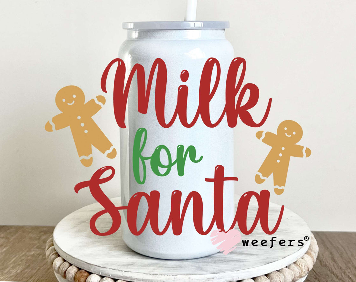Milk for Santa Christmas UV DTF Decal 16oz Glass Can Generic Weefers